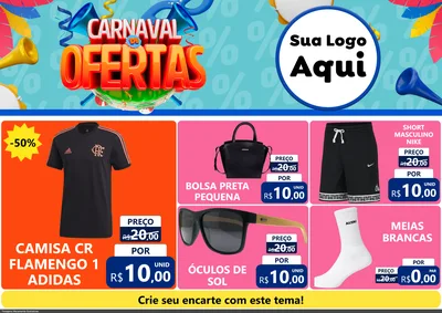 Modelo de Encarte para Encarte A4 Horizontal com o tema Carnaval de Ofertas para Roupas e acessórios