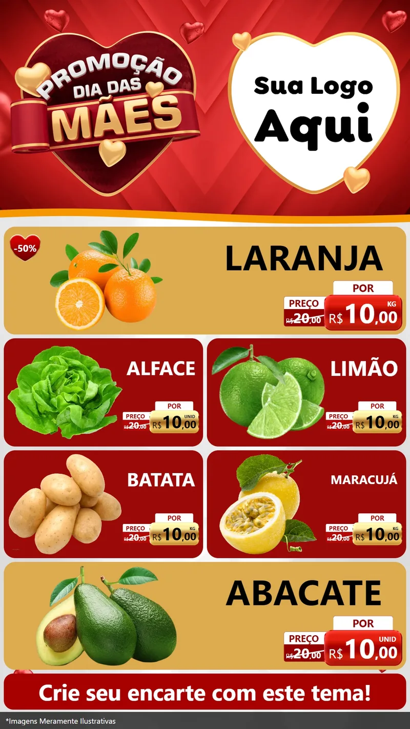 Modelo de TV para TV Vertical com o tema Promoção Dia das Mães para Hortifrúti