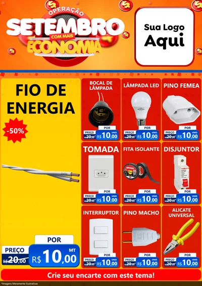 Modelo de Encarte para Encarte A4 Vertical com o tema Operação Setembro Com Muita Economia para Materiais Elétricos