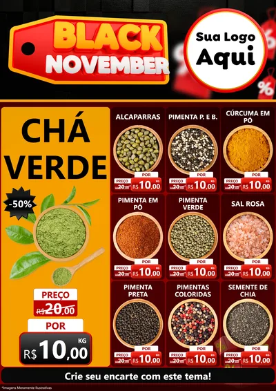 Modelo de Encarte para Encarte A4 Vertical com o tema Black November para Produtos Naturais