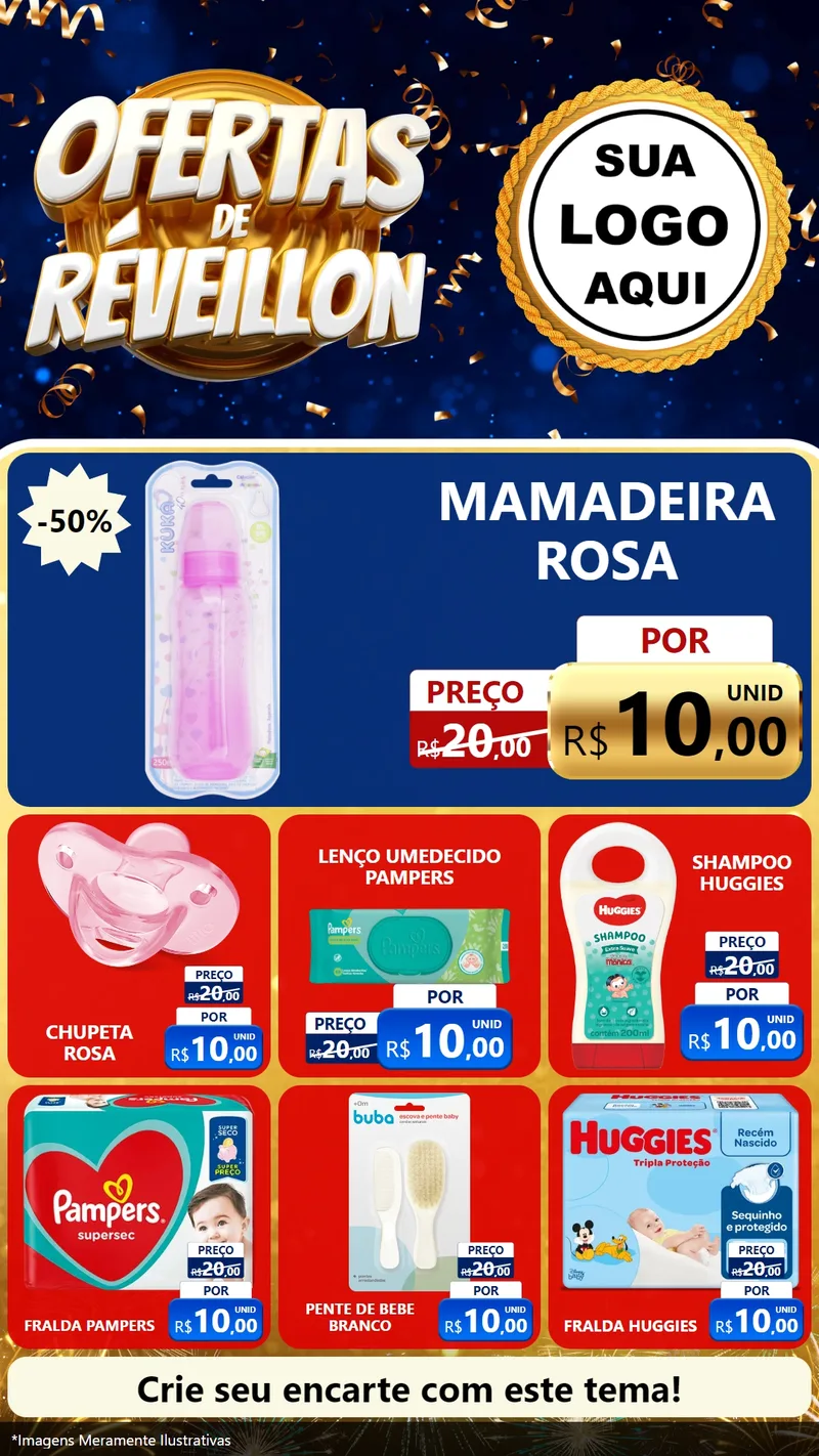 Modelo de Rede Social para Stories com o tema Ofertas de Réveillon para Bebês