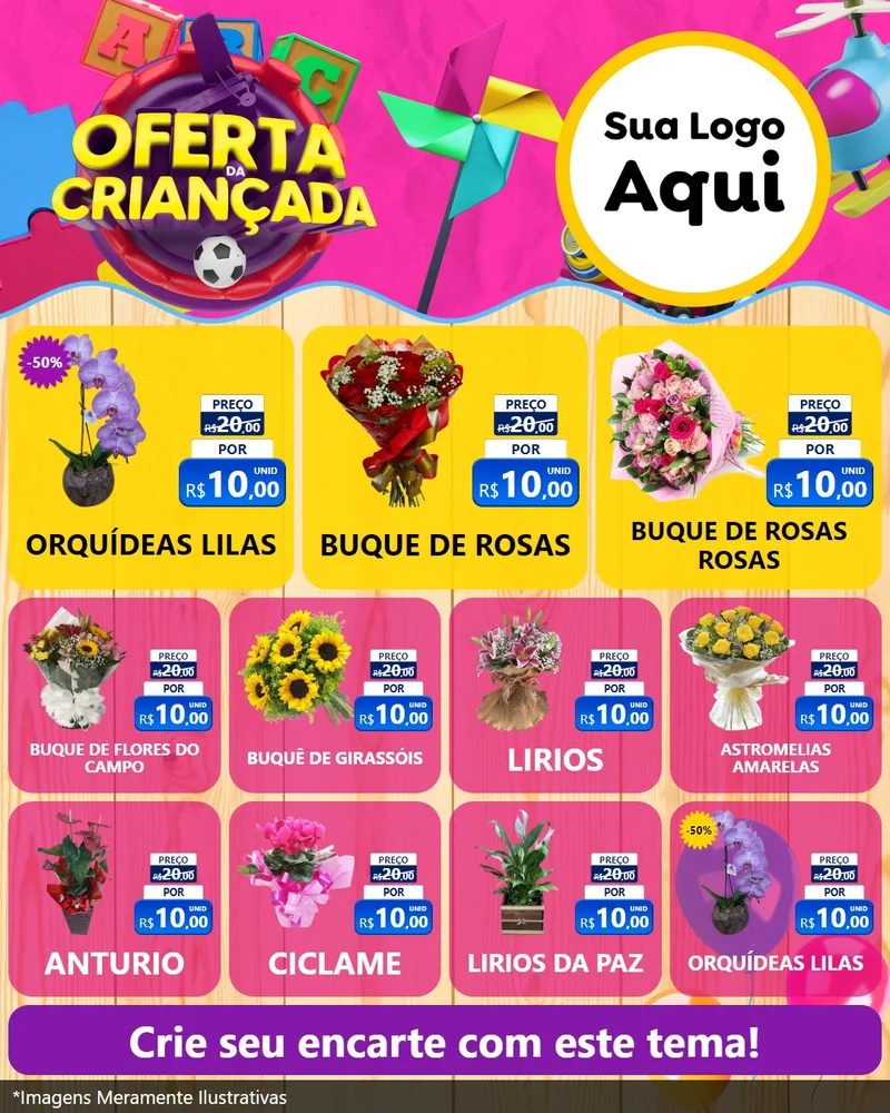 Modelo de Rede Social para Feed Instagram com o tema Oferta da Criançada para Floricultura e jardim