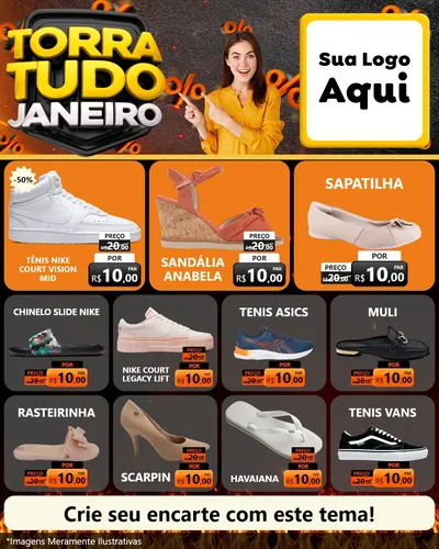 Modelo de Rede Social para Feed Instagram com o tema Torra Tudo Janeiro para Calçados