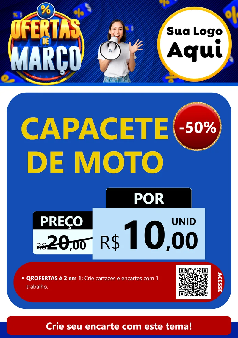 Modelo de Cartaz para Cartaz A4 Vertical com o tema Ofertas de Março para Moto peças