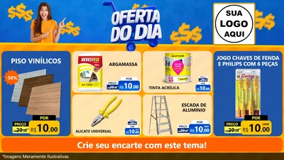Modelo de TV para TV Horizontal com o tema Oferta do Dia para Material para Construção