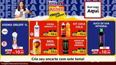 Modelo de TV para TV Horizontal com o tema Ofertas de Agosto - Preços Incríveis para Distribuidora de bebidas