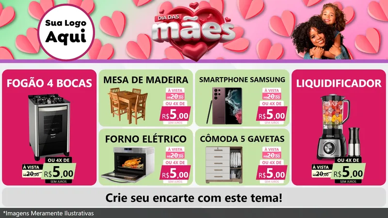 Modelo de TV para TV Horizontal com o tema Dia das Mães para Móveis e Eletro