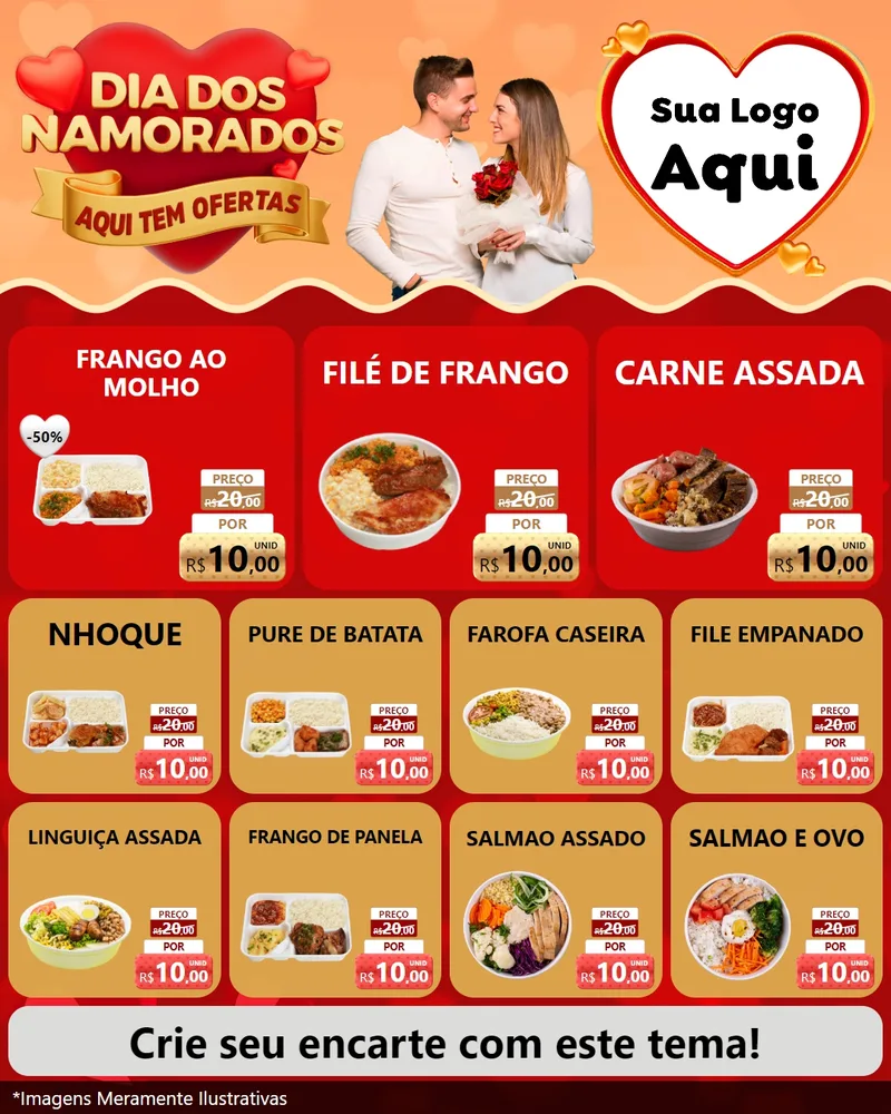Modelo de Rede Social para Feed Instagram com o tema Dia dos Namorados - Aqui Tem Ofertas para Restaurante