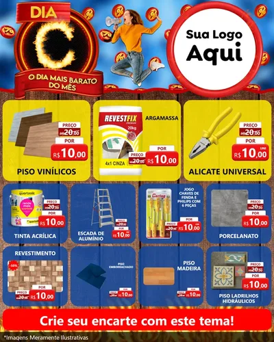 Modelo de Rede Social para Feed Instagram com o tema Dia C - O Dia Mais Barato Do Mês para Material para Construção