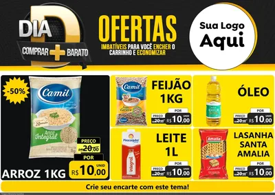 Modelo de Encarte para Encarte A4 Horizontal com o tema Dia D Mais Economia para Supermercado
