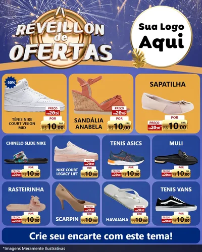 Modelo de Rede Social para Feed Instagram com o tema Réveillon de Ofertas para Calçados