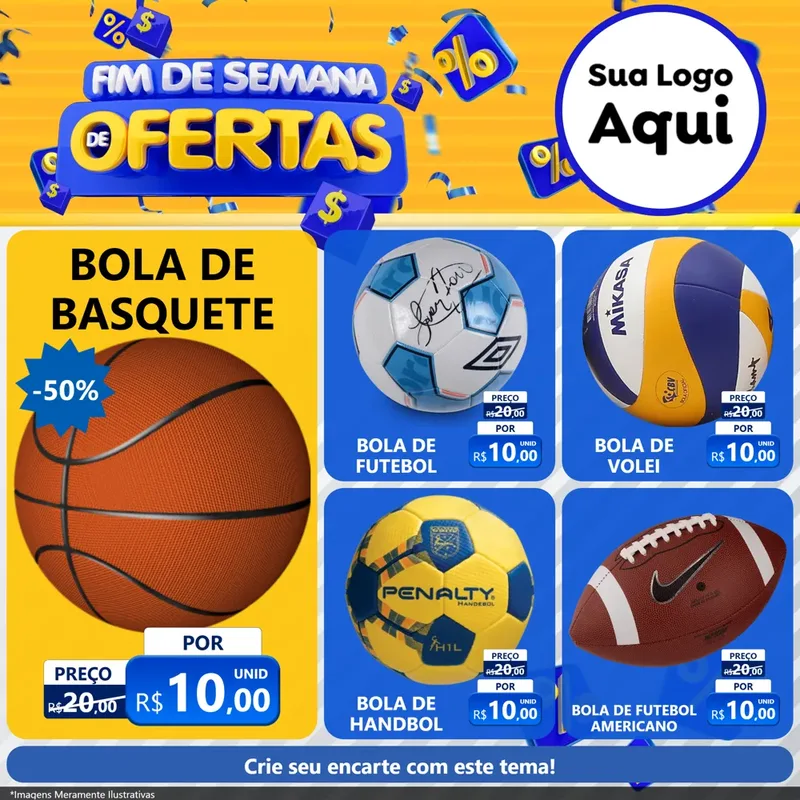 Modelo de Rede Social para Feed Facebook com o tema Fim de Semana de Ofertas para Artigos Esportivos