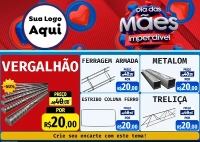 Modelo de Encarte para Encarte A4 Horizontal com o tema Dia Das Mães Imperdível para Ferragens