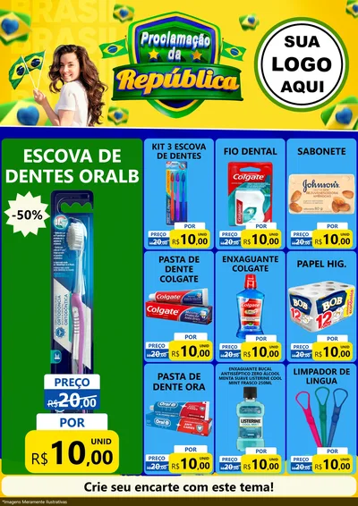 Modelo de Encarte para Encarte A4 Vertical com o tema Proclamação da República para Higiene Pessoal