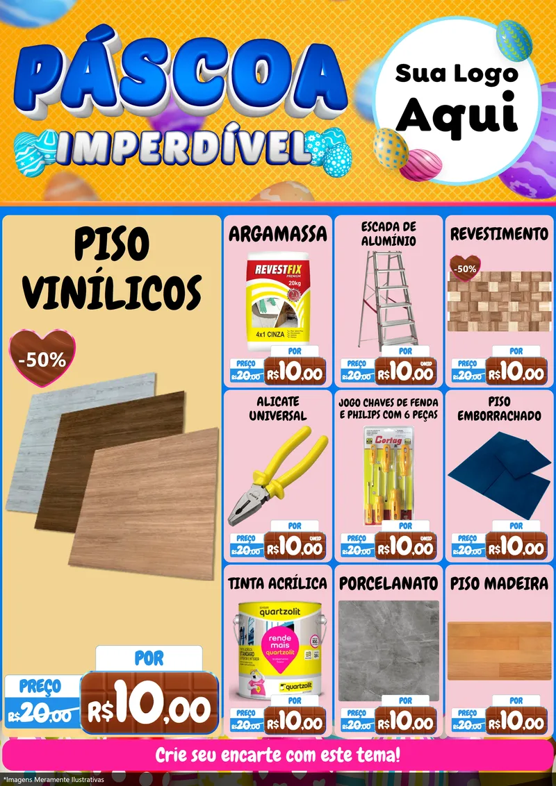 Modelo de Encarte para Encarte A4 Vertical com o tema Páscoa Imperdível para Material para Construção