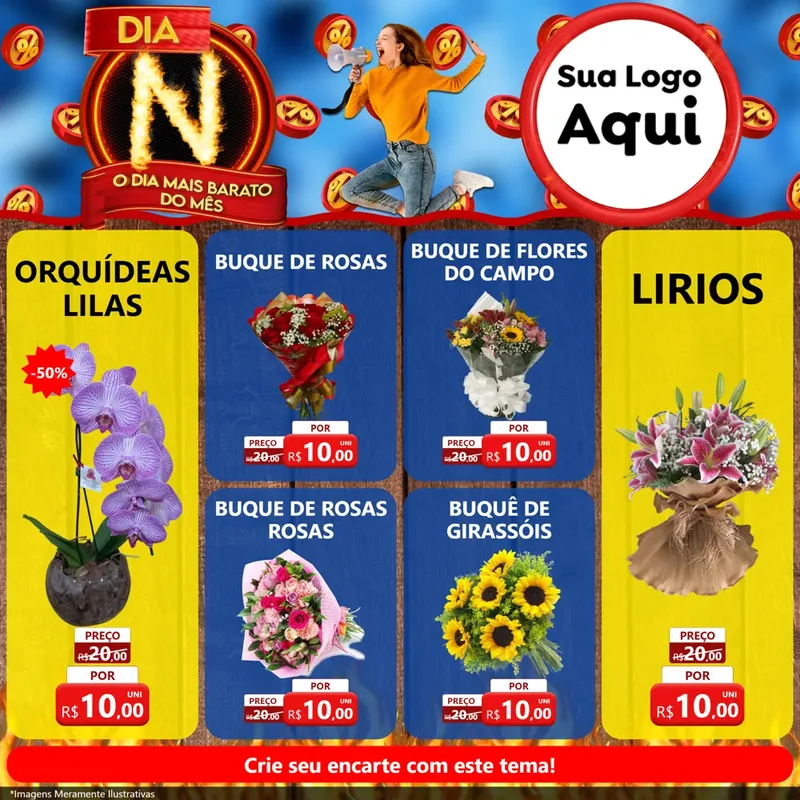 Modelo de Rede Social para Feed Facebook com o tema Dia N - O Dia Mais Barato Do Mês para Floricultura e jardim