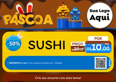 Modelo de Cartaz para Cartaz A4 Horizontal com o tema Páscoa para Comida japonesa