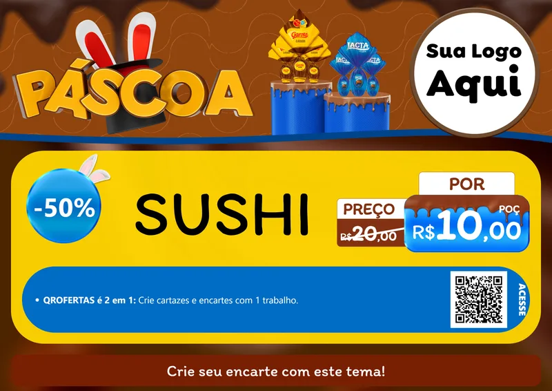 Modelo de Cartaz para Cartaz A4 Horizontal com o tema Páscoa para Comida japonesa