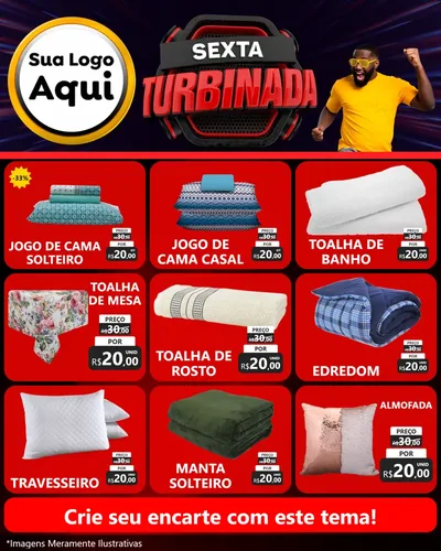 Modelo de Rede Social para Feed Instagram com o tema Sexta Turbinada para Cama, Mesa e Banho