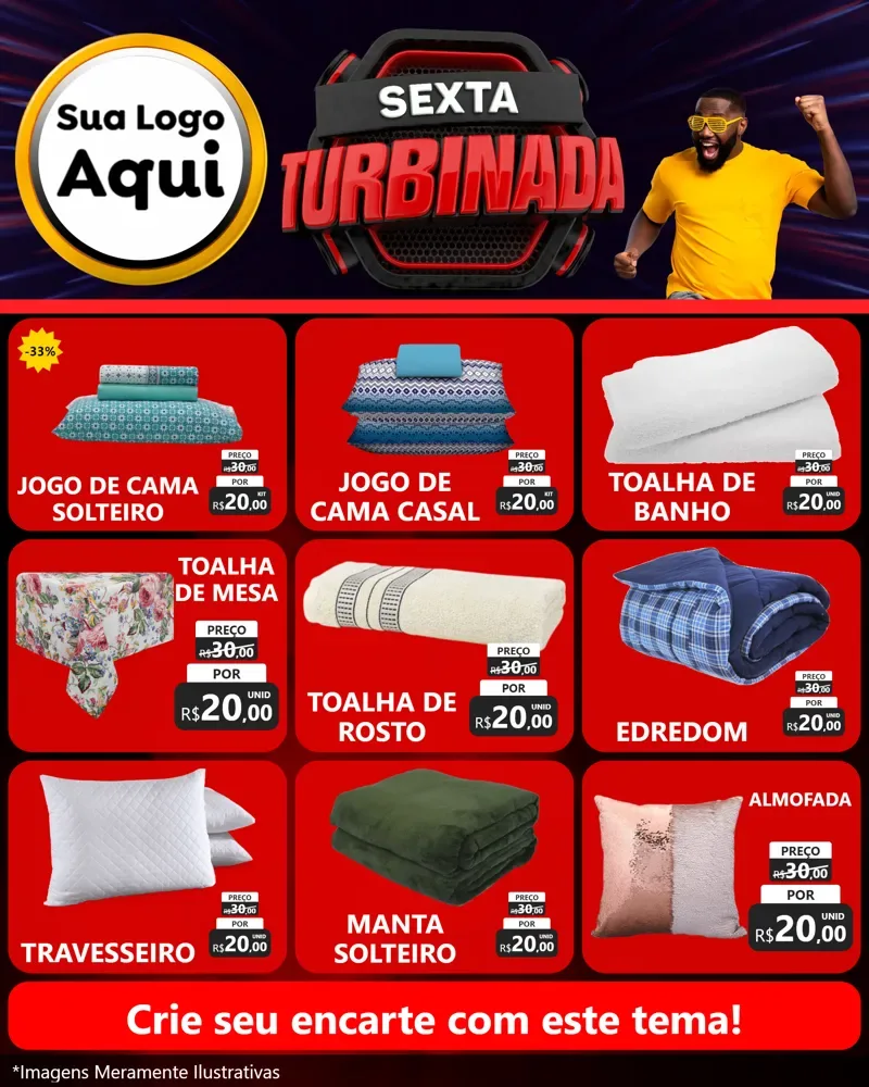 Modelo de Rede Social para Feed Instagram com o tema Sexta Turbinada para Cama, Mesa e Banho