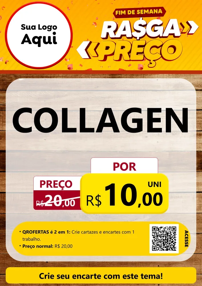 Modelo de Cartaz para Cartaz A4 Vertical com o tema Fim de Semana Rasga Preços para Suplementos alimentares