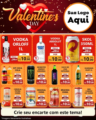 Modelo de Rede Social para Feed Instagram com o tema Valentine's Day para Distribuidora de bebidas
