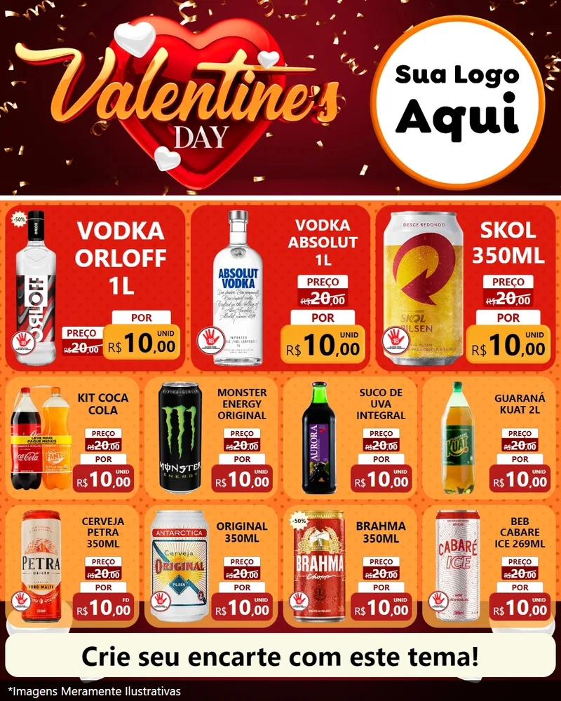 Modelo de Rede Social para Feed Instagram com o tema Valentine's Day para Distribuidora de bebidas