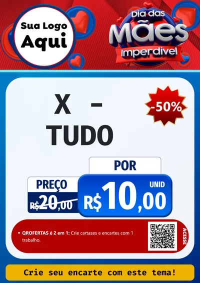 Modelo de Cartaz para Cartaz A4 Vertical com o tema Dia Das Mães Imperdível para Hamburgueria