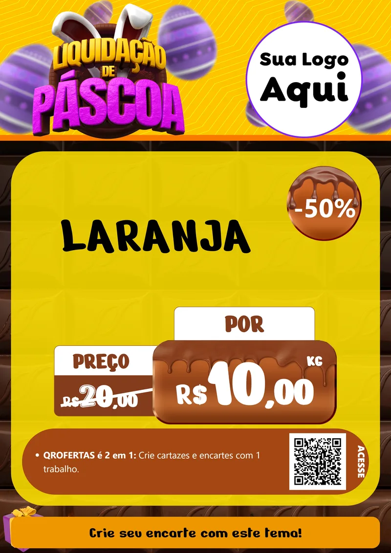 Modelo de Cartaz para Cartaz A4 Vertical com o tema Liquidação de Páscoa para Hortifrúti