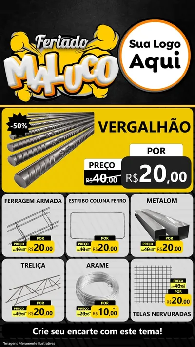 Modelo de Rede Social para Stories com o tema Feriado Maluco para Ferragens