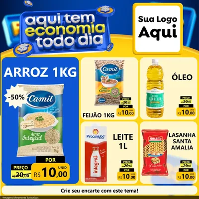 Modelo de Rede Social para Feed Facebook com o tema Aqui Tem Economia Todo Dia para Supermercado