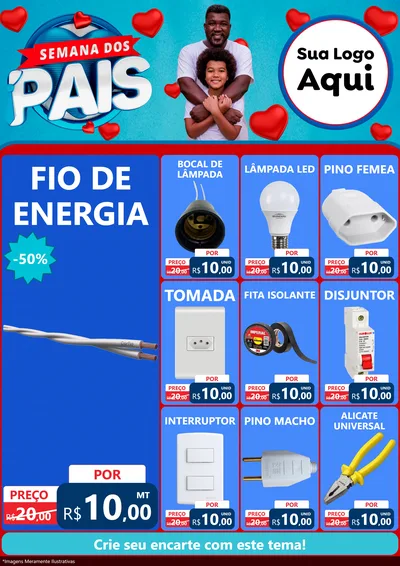 Modelo de Encarte para Encarte A4 Vertical com o tema Semana Dos Pais para Materiais Elétricos