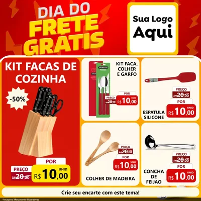 Modelo de Rede Social para Feed Facebook com o tema Dia do Frete Grátis para Utilidades Domésticas