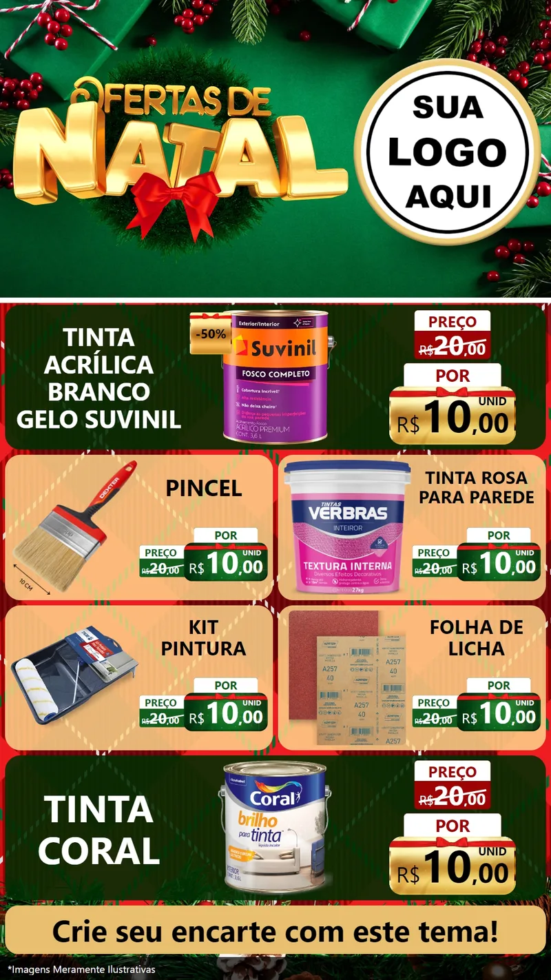 Modelo de TV para TV Vertical com o tema Ofertas de Natal para Tintas e Ferramentas