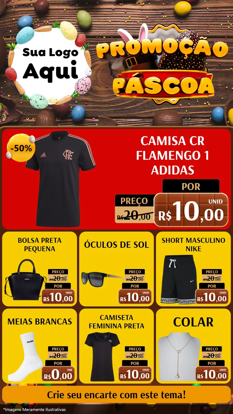 Modelo de Rede Social para Stories com o tema Promoção Páscoa para Roupas e acessórios
