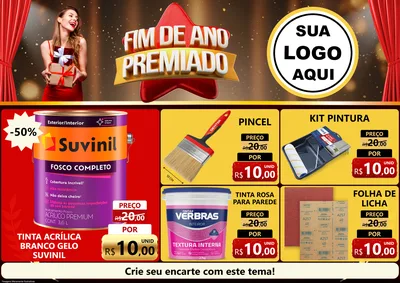 Modelo de Encarte para Encarte A4 Horizontal com o tema Fim de Ano Premiado para Tintas e Ferramentas