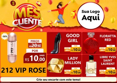 Modelo de Encarte para Encarte A4 Horizontal com o tema Mês do Cliente para Perfumes