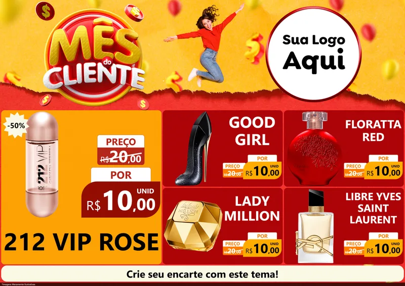 Modelo de Encarte para Encarte A4 Horizontal com o tema Mês do Cliente para Perfumes