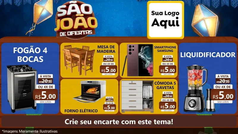 Modelo de TV para TV Horizontal com o tema São João Ofertas Imbatíveis! - Junina para Móveis e Eletro