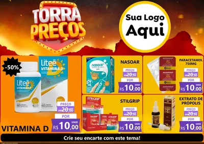 Modelo de Encarte para Encarte A4 Horizontal com o tema Torra Preços para Farmácia