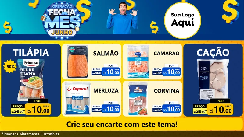 Modelo de TV para TV Horizontal com o tema Operação Fecha Mês, Junho para Peixaria