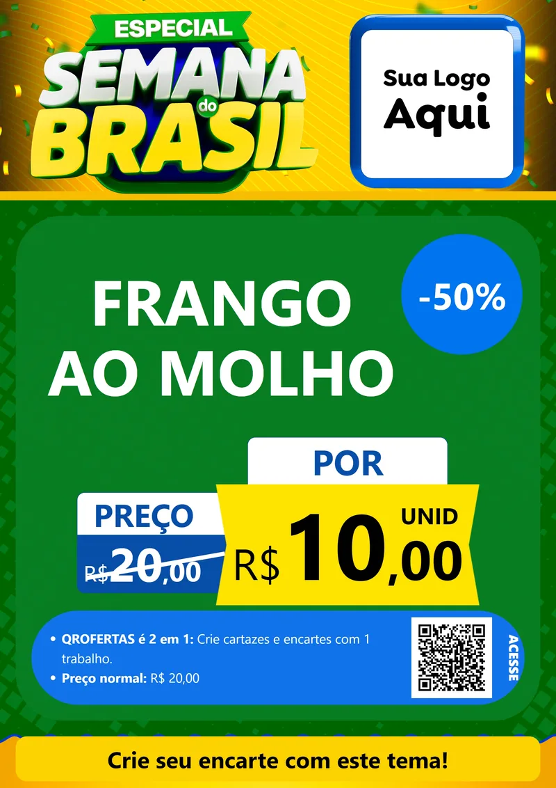 Modelo de Cartaz para Cartaz A4 Vertical com o tema Especial Semana do Brasil para Restaurante