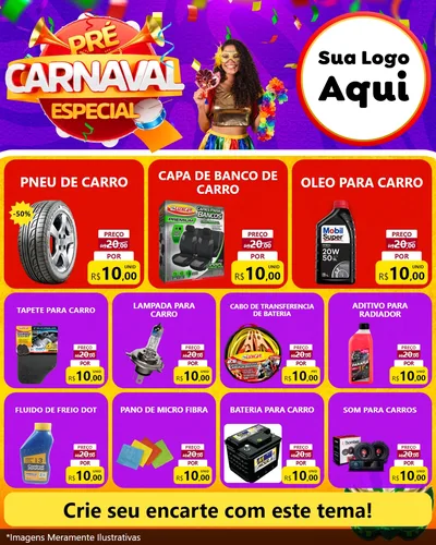 Modelo de Rede Social para Feed Instagram com o tema Pré-Carnaval Especial para Auto peças