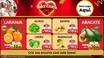 Modelo de TV para TV Horizontal com o tema Valentine's Day para Hortifrúti
