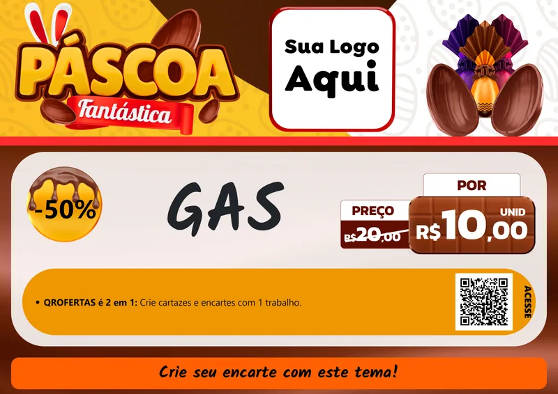 Modelo de Cartaz para Cartaz A4 Horizontal com o tema Páscoa Fantástica para Água e gás