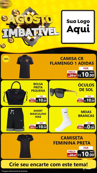 Modelo de TV para TV Vertical com o tema Agosto Imbatível para Roupas e acessórios