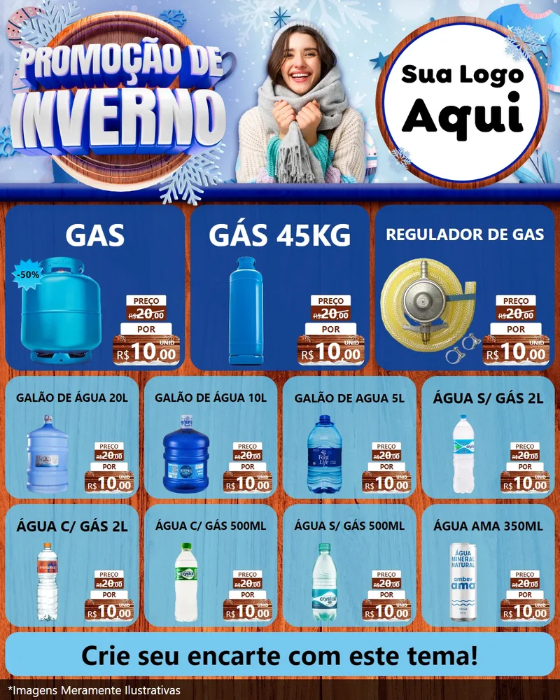 Modelo de Rede Social para Feed Instagram com o tema Promoção de Inverno para Água e gás