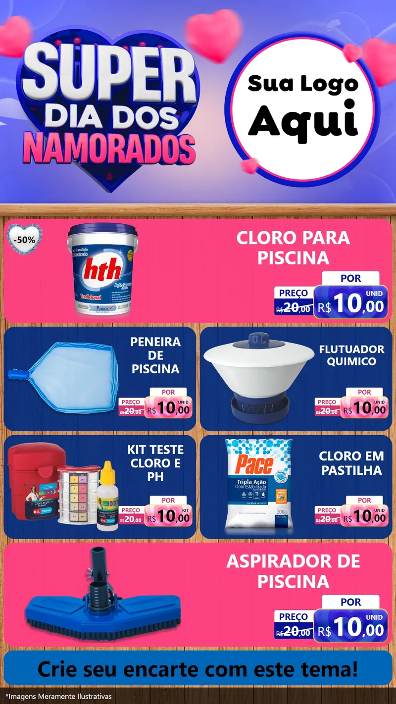 Modelo de TV para TV Vertical com o tema Super Dia dos Namorados para Produtos para Piscina