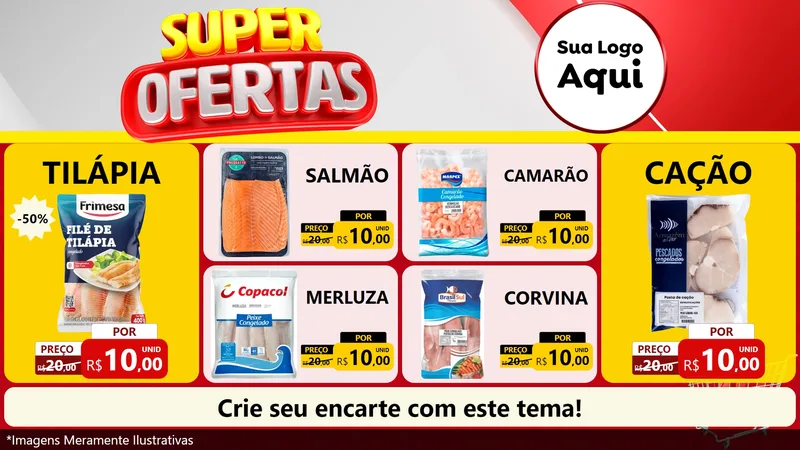 Modelo de TV para TV Horizontal com o tema Super Ofertas para Peixaria