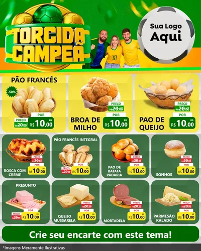 Modelo de Rede Social para Feed Instagram com o tema Torcida Campeã - Copa para Padaria